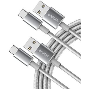 Anker Cable USB tipo C, paquete de 2 unidades de 6 pies, nailon USB-C a USB-A, cable de carga rápida tipo C, para Samsung Galaxy S10 / S9 / S8 / Note 8, LG V20 / G5 / G6 y más (plateado) Anker Cable USB tipo C, paquete de 2 unidades de 6 pies, nailon USB-C a USB-A, cable de carga rápida tipo C, para Samsung Galaxy S10 / S9 / S8 / Note 8, LG V20 / G5 / G6 y más (plateado)