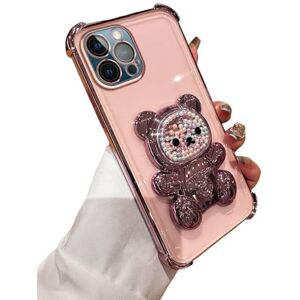 DINGK Silicona Suave Funda para iPhone 12 Pro Funda, Lujo Plating con Oculta 3D Cute Bear Soporte Plegable Funda Compatible con iPhone 12 Pro Case para Mujer Transparente Delgada Protectora Caso (pink) DINGK Silicona Suave Funda para iPhone 12 Pro Funda, Lujo Plating con Oculta 3D Cute Bear Soporte Plegable Funda Compatible con iPhone 12 Pro Case para Mujer Transparente Delgada Protectora Caso (pink)