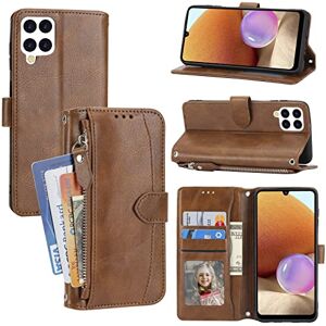 glvz Fundas Tipo Cartera Compatible con Samsung Galaxy A22 4G Funda Cruzada con Cremallera Piel sintética Soporte para Samsung Galaxy A22 4G Case (Marrón) glvz Fundas Tipo Cartera Compatible con Samsung Galaxy A22 4G Funda Cruzada con Cremallera Piel sintética Soporte para Samsung Galaxy A22 4G Case (Marrón)