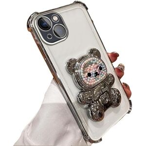 DINGK Silicona Suave Funda para iPhone 13 Funda, Lujo Plating con Oculta 3D Cute Bear Soporte Plegable Funda Compatible con iPhone 13 Case para Mujer Transparente Delgada Protectora Caso (White) DINGK Silicona Suave Funda para iPhone 13 Funda, Lujo Plating con Oculta 3D Cute Bear Soporte Plegable Funda Compatible con iPhone 13 Case para Mujer Transparente Delgada Protectora Caso (White)