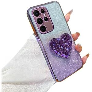 AireWiki Suave Funda Compatible con Samsung Galaxy S22 Ultra Funda, con Soporte Expandible de Love Heart Purpurina Transparente Lujo Plating Mujere Protectora Carcasa para Samsung S22 Ultra Case (Morado) AireWiki Suave Funda Compatible con Samsung Galaxy S22 Ultra Funda, con Soporte Expandible de Love Heart Purpurina Transparente Lujo Plating Mujere Protectora Carcasa para Samsung S22 Ultra Case (Morado)
