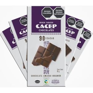 CACEP Chocolate Orgánico Amargo 90% cacao 5 Pack barras de 85g c/u Bajo en azúcar Sin lácteos Vegano Snack Saludable CACEP Chocolate Orgánico Amargo 90% cacao 5 Pack barras de 85g c/u Bajo en azúcar Sin lácteos Vegano Snack Saludable