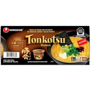Nongshim Tonkotsu Ramen Pasta de Fideos con Extracto de Hueso de Cerdo y Salsa Picante Sopa Instantanea 6 pzas de 101 g Nongshim Tonkotsu Ramen Pasta de Fideos con Extracto de Hueso de Cerdo y Salsa Picante Sopa Instantanea 6 pzas de 101 g