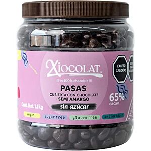 XIOCOLAT XO Xiocolat Pasas con Chocolate sin Azúcar 65% Cacao Snack Keto Vegano Sin Leche Sin Gluten Chocolate Amargo con Stevia y Eritritol Botana Gourmet con Pasas Naturales y Sin Azúcar (2 Vitroleros) XIOCOLAT XO Xiocolat Pasas con Chocolate sin Azúcar 65% Cacao Snack Keto Vegano Sin Leche Sin Gluten Chocolate Amargo con Stevia y Eritritol Botana Gourmet con Pasas Naturales y Sin Azúcar (2 Vitroleros)
