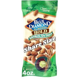 Blue Diamond Almonds Almendras, Bold Wasabi & Soy, 1.5 onzas (Paquete de 12) Blue Diamond Almonds Almendras, Bold Wasabi & Soy, 1.5 onzas (Paquete de 12)