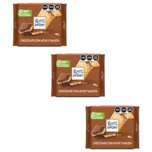 Ritter Sport Chocolate con Leche y Galleta 3 piezas: Deléitate con la combinación perfecta de suavidad y crujido en cada mordisco. Experimenta el irresistible sabor del chocolate con leche y las deliciosas galletas en este pack de 3 barras de 100g cada un Ritter Sport Chocolate con Leche y Galleta 3 piezas: Deléitate con la combinación perfecta de suavidad y crujido en cada mordisco. Experimenta el irresistible sabor del chocolate con leche y las deliciosas galletas en este pack de 3 barras de 100g cada un