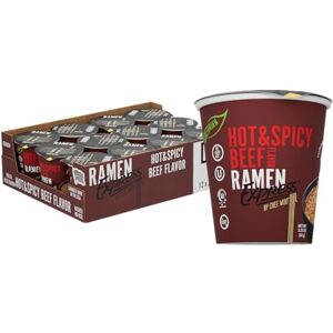 RAMEN EXPRESS Chef Woo Fideos de copa de ramen con sabor a carne picante, 2.25 onzas cada uno (paquete de 12) por Chef Woo Fideos vegetarianos de ramen Sin MSG Halal Sin huevos y sin lácteos RAMEN EXPRESS Chef Woo Fideos de copa de ramen con sabor a carne picante, 2.25 onzas cada uno (paquete de 12) por Chef Woo Fideos vegetarianos de ramen Sin MSG Halal Sin huevos y sin lácteos