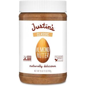 Justin's Nut Butter Justins Nut Butter Almond Butter Classic -Jar 16 oz case of 6 Justin's Nut Butter Justins Nut Butter Almond Butter Classic -Jar 16 oz case of 6