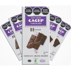 CACEP Chocolate Orgánico Amargo 80% cacao 5 Pack barras de 85g c/u Bajo en azúcar Sin lácteos Vegano Snack Saludable CACEP Chocolate Orgánico Amargo 80% cacao 5 Pack barras de 85g c/u Bajo en azúcar Sin lácteos Vegano Snack Saludable