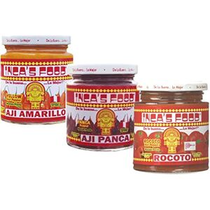 Inca's Food Mixed Sampler – Aji Amarillo, Aji Panca, y Aji Rocoto – (3) frascos de 7.5 oz Inca's Food Mixed Sampler – Aji Amarillo, Aji Panca, y Aji Rocoto – (3) frascos de 7.5 oz