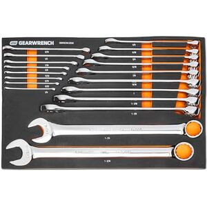 GEARWRENCH Juego de llaves SAE combinadas de 19 piezas de 12 puntos largos en bandeja de almacenamiento de espuma GWMSCWL12SAE GEARWRENCH Juego de llaves SAE combinadas de 19 piezas de 12 puntos largos en bandeja de almacenamiento de espuma GWMSCWL12SAE