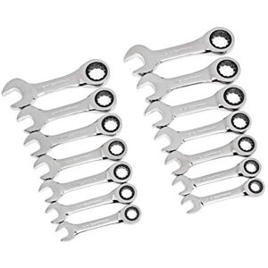 GEARWRENCH Juego de llaves combinadas de carraca SAE/métricas de 14 unidades, 12 puntos, 85206 GEARWRENCH Juego de llaves combinadas de carraca SAE/métricas de 14 unidades, 12 puntos, 85206