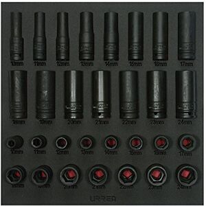 Urrea CH219 Juego de dados de impacto cortos y largos métricos cuadro de 1/2", 30 piezas Urrea CH219 Juego de dados de impacto cortos y largos métricos cuadro de 1/2", 30 piezas
