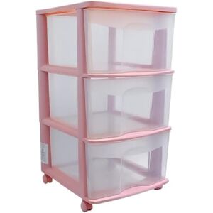 Italhome Cajonera De Plástico, Cajonera Organizador Con Ruedas De Color Rosa Con 3 Cajones Transparentes Fox Italhome Cajonera De Plástico, Cajonera Organizador Con Ruedas De Color Rosa Con 3 Cajones Transparentes Fox