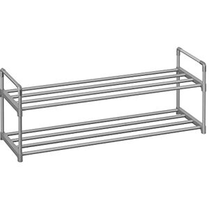 SONGMICS Zapatero de 2 Niveles, Estantería de Metal, Estantería de Zapatos, para 8 a 10 Pares, 30 x 92 x 34 cm, Estante Apilable, Gris MLSA012G01 SONGMICS Zapatero de 2 Niveles, Estantería de Metal, Estantería de Zapatos, para 8 a 10 Pares, 30 x 92 x 34 cm, Estante Apilable, Gris MLSA012G01