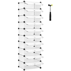 SONGMICS Zapatero Modular con 10 Compartimentos, Estantería Modular de Plástico, Bricolaje, con Puerta, con Martillo, Blanco MLPC10W SONGMICS Zapatero Modular con 10 Compartimentos, Estantería Modular de Plástico, Bricolaje, con Puerta, con Martillo, Blanco MLPC10W