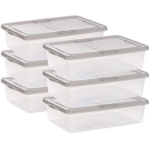 IRIS USA Caja Clara/Gris, Plástico con Tapa, Paquete de 6, para Zapatos, Estantes, Maestros, Juegos, Clara/Gris IRIS USA Caja Clara/Gris, Plástico con Tapa, Paquete de 6, para Zapatos, Estantes, Maestros, Juegos, Clara/Gris