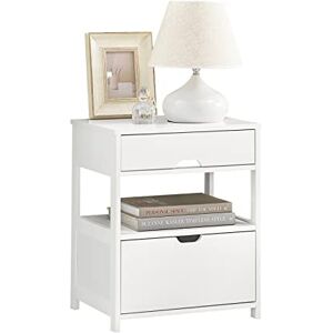 SoBuy Mesita Noche Recamara Dormitorio Mesa Auxiliar con 2 Cajones Mesa De Noche para Sala O RecáMara(Blanco FRG258-W) SoBuy Mesita Noche Recamara Dormitorio Mesa Auxiliar con 2 Cajones Mesa De Noche para Sala O RecáMara(Blanco FRG258-W)