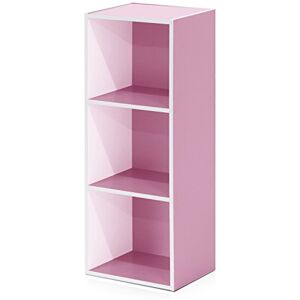 Furinno 11003WH/PI Estantería Abierta de 3 Niveles, Color Blanco y Rosa Furinno 11003WH/PI Estantería Abierta de 3 Niveles, Color Blanco y Rosa