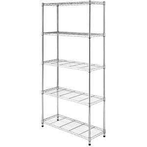 Whitmor Supreme Estantería de 5 Niveles con estantes Ajustables y pies de nivelación, Capacidad de 350 Libras por Estante, Cromo Whitmor Supreme Estantería de 5 Niveles con estantes Ajustables y pies de nivelación, Capacidad de 350 Libras por Estante, Cromo