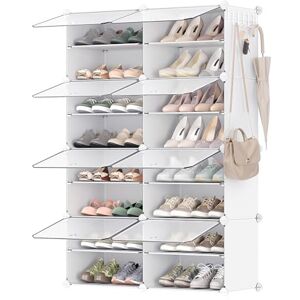 SONGMICS Zapatero, organizador de zapatos de 8 cubos con puertas, 32 pares de armarios de plástico para recámara, entrada, marco de acero, panel de plástico, color blanco ULPC034W01 SONGMICS Zapatero, organizador de zapatos de 8 cubos con puertas, 32 pares de armarios de plástico para recámara, entrada, marco de acero, panel de plástico, color blanco ULPC034W01