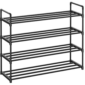 SONGMICS Zapatero organizador de zapatos de 4 niveles, estante de almacenamiento de zapatos de metal para 20 pares de zapatos, fácil de montar, entrada, negro ULSA14BK SONGMICS Zapatero organizador de zapatos de 4 niveles, estante de almacenamiento de zapatos de metal para 20 pares de zapatos, fácil de montar, entrada, negro ULSA14BK