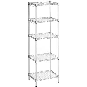 SONGMICS Estantería de Cocina, Estantería de 5 Niveles, 8 Ganchos, 30 x 40 x 121 cm, Metal, Altura Ajustable, Plata MLGR115E01V1 SONGMICS Estantería de Cocina, Estantería de 5 Niveles, 8 Ganchos, 30 x 40 x 121 cm, Metal, Altura Ajustable, Plata MLGR115E01V1