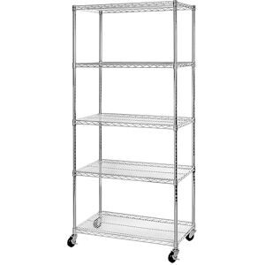 Seville Classics UltraDurable Estantería de Alambre de Acero con certificación NSF de 5 Niveles con Ruedas, 36 Pulgadas de Ancho x 18 Pulgadas de Profundidad, Cromo Seville Classics UltraDurable Estantería de Alambre de Acero con certificación NSF de 5 Niveles con Ruedas, 36 Pulgadas de Ancho x 18 Pulgadas de Profundidad, Cromo