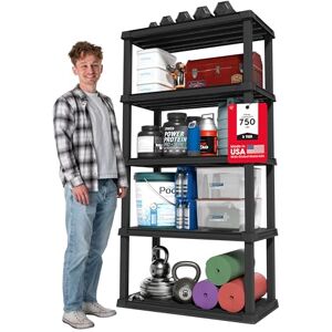 IRIS USA Unidad de estantería de 5 niveles, altura fija de 142.2 cm, Organizador de Almacenamiento Grande para el Hogar, Garaje, Sótano, Medidas de 91.4 cm L x 45.7 cm An x 142.2 cm Al, Negro IRIS USA Unidad de estantería de 5 niveles, altura fija de 142.2 cm, Organizador de Almacenamiento Grande para el Hogar, Garaje, Sótano, Medidas de 91.4 cm L x 45.7 cm An x 142.2 cm Al, Negro