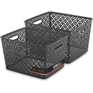 BINO L Cestas de almacenamiento de plástico, XL, color gris, THE BLOSSOM COLLECTION l Contenedor organizador multiusos, asas integradas, cesta tejida de plástico para organizar, despensa y cesta de BINO L Cestas de almacenamiento de plástico, XL, color gris, THE BLOSSOM COLLECTION l Contenedor organizador multiusos, asas integradas, cesta tejida de plástico para organizar, despensa y cesta de