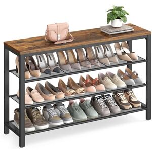 VASAGLE Zapatero de 4 niveles, organizador de zapatos para clóset, entrada, 16-20 pares de zapatos, organizador grande para zapatos con 3 estantes de malla metálica, 11.8 x 39.4 x 28.3 pulgadas, color café rústico y negro ULBS14BX VASAGLE Zapatero de 4 niveles, organizador de zapatos para clóset, entrada, 16-20 pares de zapatos, organizador grande para zapatos con 3 estantes de malla metálica, 11.8 x 39.4 x 28.3 pulgadas, color café rústico y negro ULBS14BX
