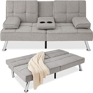 Best Choice Products Linen Futón Plegable Moderno, Sofá Cama Reclinable para Apartamento, Dormitorio con Reposabrazos Extraíbles, 2 Portavasos Gris Claro Best Choice Products Linen Futón Plegable Moderno, Sofá Cama Reclinable para Apartamento, Dormitorio con Reposabrazos Extraíbles, 2 Portavasos Gris Claro