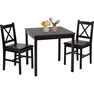 FDW Juego de Mesa de Comedor de 3 Piezas de Madera en la Puerta Cuadrada pequeña Granja Comedor Mesa Mesa Mesa y Silla para 2 Personas, Color marrón Oscuro FDW Juego de Mesa de Comedor de 3 Piezas de Madera en la Puerta Cuadrada pequeña Granja Comedor Mesa Mesa Mesa y Silla para 2 Personas, Color marrón Oscuro