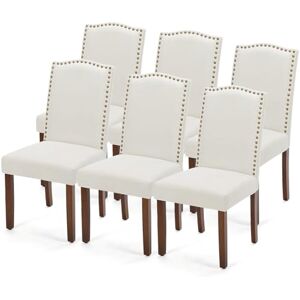 DUMOS Juego de 6 sillas de comedor, sillas de cocina, moderna silla de comedor de tela tapizada con ribete de cabeza de clavo y patas de madera, silla de cena de mediados de siglo para sala de estar, cocina DUMOS Juego de 6 sillas de comedor, sillas de cocina, moderna silla de comedor de tela tapizada con ribete de cabeza de clavo y patas de madera, silla de cena de mediados de siglo para sala de estar, cocina