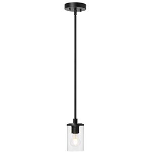 XiNBEi Lighting Mini lámpara colgante 1 luz luces colgantes de cocina con vidrio, iluminación de techo colgante ajustable negra moderna XB-P1240-MB XiNBEi Lighting Mini lámpara colgante 1 luz luces colgantes de cocina con vidrio, iluminación de techo colgante ajustable negra moderna XB-P1240-MB