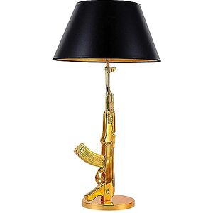 COOBATG Lámpara de Mesa LED de Luz Nocturna, AK47 Dorada, Metal + Tela, 8W, 3000K, E27, USB, Touch, Decoración, Moderno, Interior COOBATG Lámpara de Mesa LED de Luz Nocturna, AK47 Dorada, Metal + Tela, 8W, 3000K, E27, USB, Touch, Decoración, Moderno, Interior