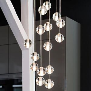 YINIETZSCHE Lámpara de cristal circular de 15 luces, Línea para colgar ajustable 300cm, Incluye bombilla LED G4, Adecuado para decoración de techos interiores en salón, restaurante YINIETZSCHE Lámpara de cristal circular de 15 luces, Línea para colgar ajustable 300cm, Incluye bombilla LED G4, Adecuado para decoración de techos interiores en salón, restaurante