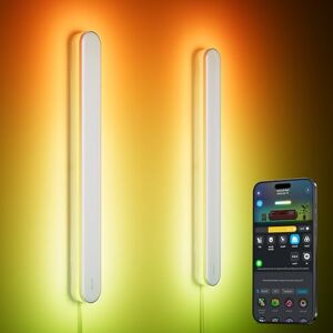 Govee Juego de dos apliques de pared, luces de pared RGBIC, funciona con Matter & Alexa, sincronización de música, luz inteligente de montaje en pared, luz de habitación moderna regulable para sala Govee Juego de dos apliques de pared, luces de pared RGBIC, funciona con Matter & Alexa, sincronización de música, luz inteligente de montaje en pared, luz de habitación moderna regulable para sala