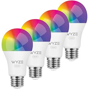 WYZE Bombilla de color, 1100 lúmenes, WiFi RGB y A19, bombilla inteligente A19, compatible con Alexa y Google Assistant, paquete de 4 WYZE Bombilla de color, 1100 lúmenes, WiFi RGB y A19, bombilla inteligente A19, compatible con Alexa y Google Assistant, paquete de 4