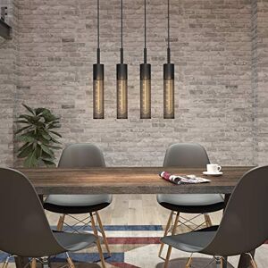 Artika MTN4L-HD1 Milton Lámpara incandescente con 4 colgantes con visualización de malla metálica y diseño industrial, bombillas incluidas, negro, 4 luces Artika MTN4L-HD1 Milton Lámpara incandescente con 4 colgantes con visualización de malla metálica y diseño industrial, bombillas incluidas, negro, 4 luces