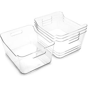 BINO Contenedores organizadores de plástico, XL, paquete de 4 The SOHO Collection Contenedores organizadores multiusos, despensa y congelador, Contenedores de almacenamiento de plástico BINO Contenedores organizadores de plástico, XL, paquete de 4 The SOHO Collection Contenedores organizadores multiusos, despensa y congelador, Contenedores de almacenamiento de plástico