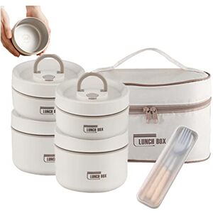XIRUJNFD 2023 New Portable Insulated Lunch Container Set, Stackable 304 Stainless Steel Food Thermal Bento Box With Thermal Bag, Lunch Box With Containers Included for School Work Picnic (Beige,4 Tier) XIRUJNFD 2023 New Portable Insulated Lunch Container Set, Stackable 304 Stainless Steel Food Thermal Bento Box With Thermal Bag, Lunch Box With Containers Included for School Work Picnic (Beige,4 Tier)