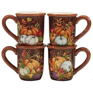 Certified International Harvest Blessings Juego de 4 tazas de cerámica – Acójate con café, té o cacao en estas tazas festivas con hojas de otoño y calabazas, perfectas para mañanas frescas de otoño o reuniones familiares Certified International Harvest Blessings Juego de 4 tazas de cerámica – Acójate con café, té o cacao en estas tazas festivas con hojas de otoño y calabazas, perfectas para mañanas frescas de otoño o reuniones familiares