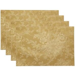 Elrene Home Fashions Poinsettia Elegance Mantel Individual Rectangular de Navidad y día Festivo, Juego de 4, 13 x 19 Pulgadas, Dorado Elrene Home Fashions Poinsettia Elegance Mantel Individual Rectangular de Navidad y día Festivo, Juego de 4, 13 x 19 Pulgadas, Dorado