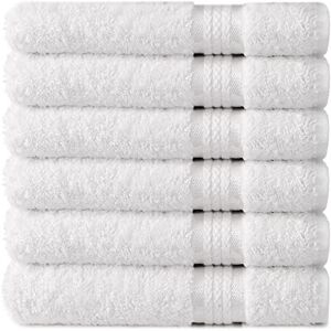 COTTON CRAFT Pack de 6 toallas de mano ultrasuaves de 16 x 28 pulgadas, muy absorbentes para baño, ducha, cocina, ideales para uso diario, fáciles de lavar a máquina, algodón hilado en anillos de primera calidad, 580 g/m², color blanco COTTON CRAFT Pack de 6 toallas de mano ultrasuaves de 16 x 28 pulgadas, muy absorbentes para baño, ducha, cocina, ideales para uso diario, fáciles de lavar a máquina, algodón hilado en anillos de primera calidad, 580 g/m², color blanco