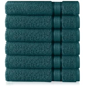 COTTON CRAFT Paquete de 6 toallas de mano ultrasuaves de 40,6 x 71,8 cm, color verde azulado, pesa 6 onzas cada una, 100% algodón puro hilado en anillo, lujoso ribete de rayón, ideal para el uso diario, fácil de lavar a máquina COTTON CRAFT Paquete de 6 toallas de mano ultrasuaves de 40,6 x 71,8 cm, color verde azulado, pesa 6 onzas cada una, 100% algodón puro hilado en anillo, lujoso ribete de rayón, ideal para el uso diario, fácil de lavar a máquina