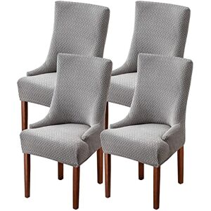 XUANZYANG Fundas elásticas para sillas con Respaldo de Orejas y Rayas diagonales, Fundas para sillas de Cocina y Comedor Protectores (Gris Claro,Juego de 4) XUANZYANG Fundas elásticas para sillas con Respaldo de Orejas y Rayas diagonales, Fundas para sillas de Cocina y Comedor Protectores (Gris Claro,Juego de 4)