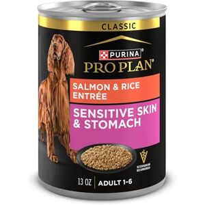 Purina Pro Plan Sensitive Skin and Stomach Dog Food Wet Classic Pate Salmon and Rice Entrée (Pack of 12) 13 oz. Cans Purina Pro Plan Sensitive Skin and Stomach Dog Food Wet Classic Pate Salmon and Rice Entrée (Pack of 12) 13 oz. Cans