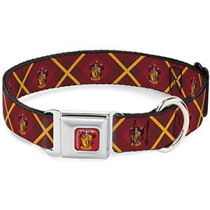Buckle-Down Collar para perro, hebilla para cinturón de seguridad, escudo de Harry Potter Gryffindor, cuadros rojos, dorado, 20 a 31 pulgadas, 1.5 pulgadas de ancho Buckle-Down Collar para perro, hebilla para cinturón de seguridad, escudo de Harry Potter Gryffindor, cuadros rojos, dorado, 20 a 31 pulgadas, 1.5 pulgadas de ancho