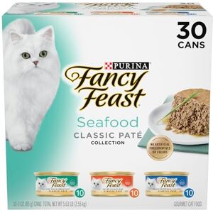 Fancy Feast Purina Grain Free Pate Wet Cat Food Variety Pack; Seafood Classic Pate Collection (30) 3 oz. Cans Fancy Feast Purina Grain Free Pate Wet Cat Food Variety Pack; Seafood Classic Pate Collection (30) 3 oz. Cans